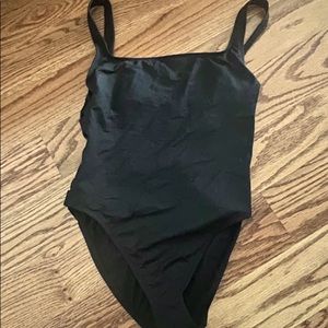 Black one piece with cut out sides